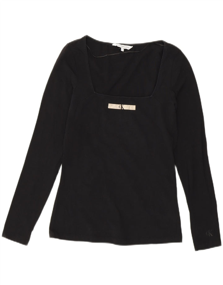 Calvin Klein Ženska majica dugih rukava s grafikama UK 14 Srednje crni pamuk