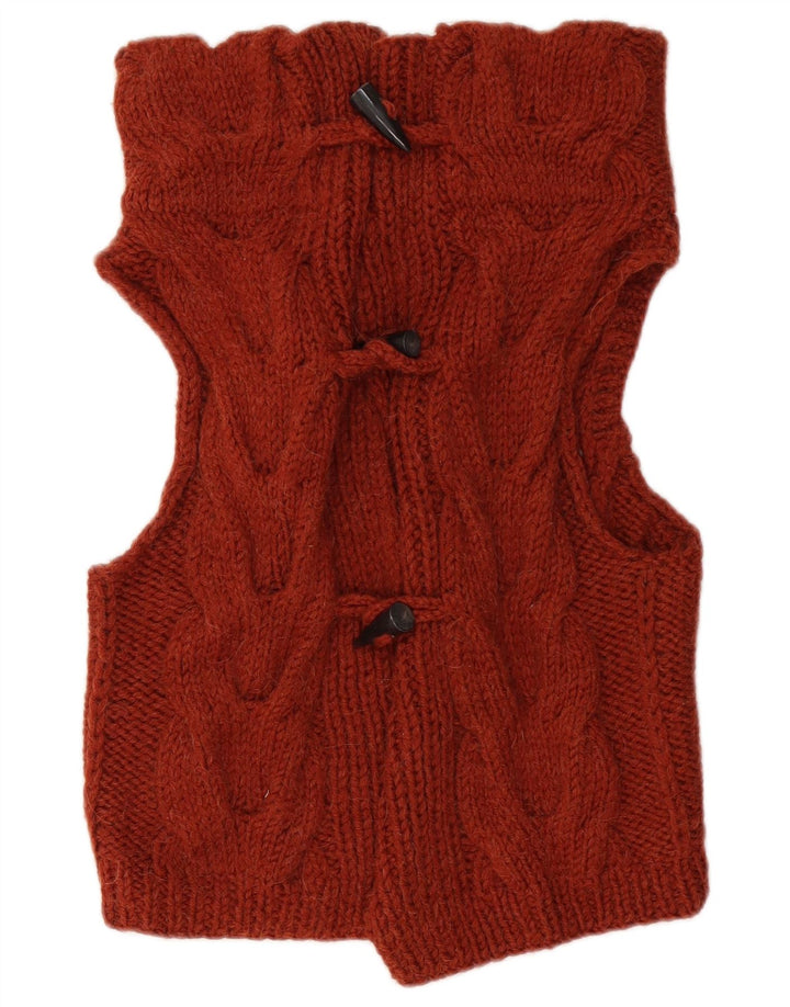 VINTAGE ženski kardigan pulover bez rukava UK 12 Srednje smeđa