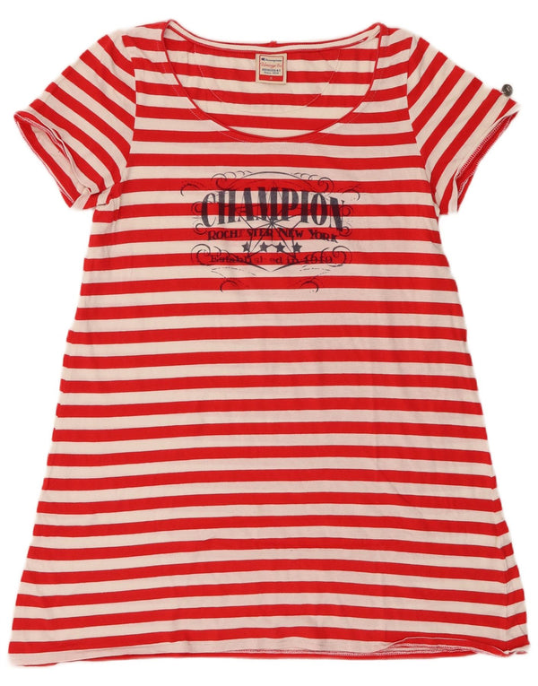 CHAMPION Womens Heritage Fit T-Shirt Dress UK 12 Medium Red Striped