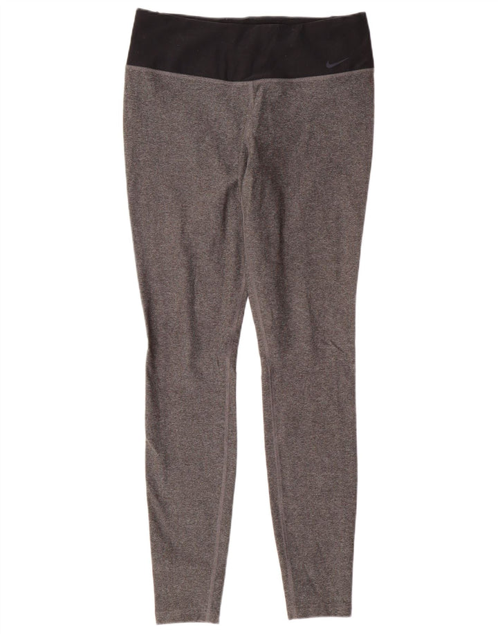 NIKE Ženske Dri Fit Leggings UK 12 Medium Gray Colourblock Poliester