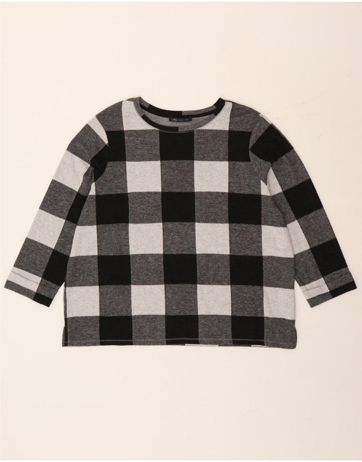 Marks & Spencer ženska majica dugih rukava UK 20 2XL sivi karirani poliester