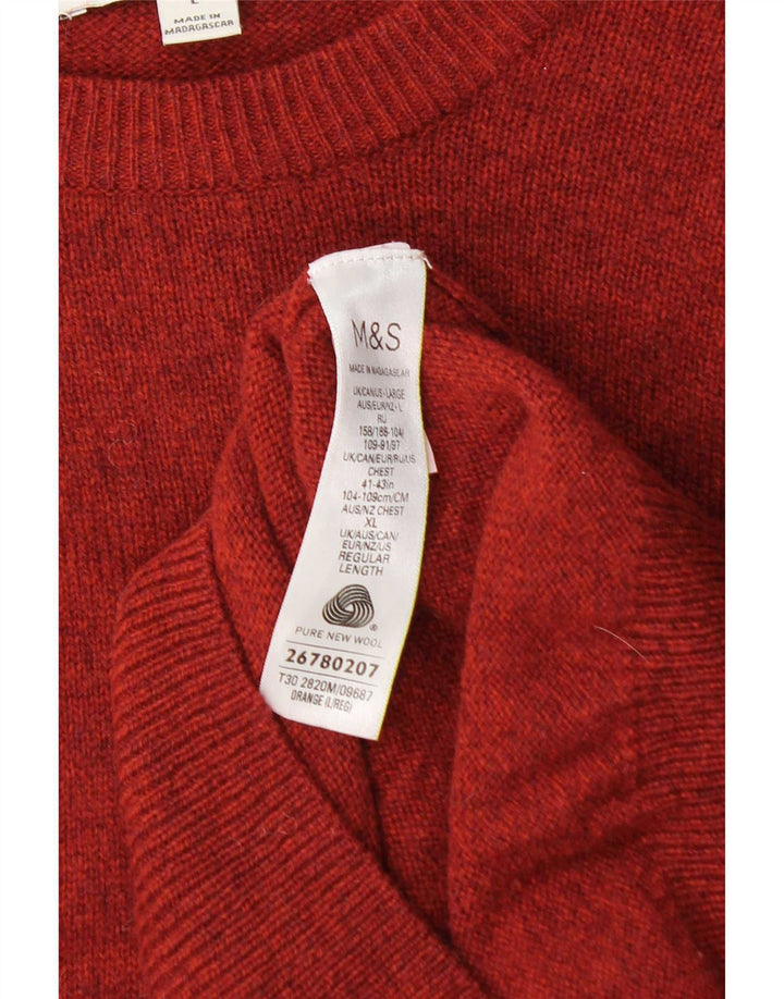 Veliki narančasti vuneni muški džemper s lađastim izrezom Marks & Spencer