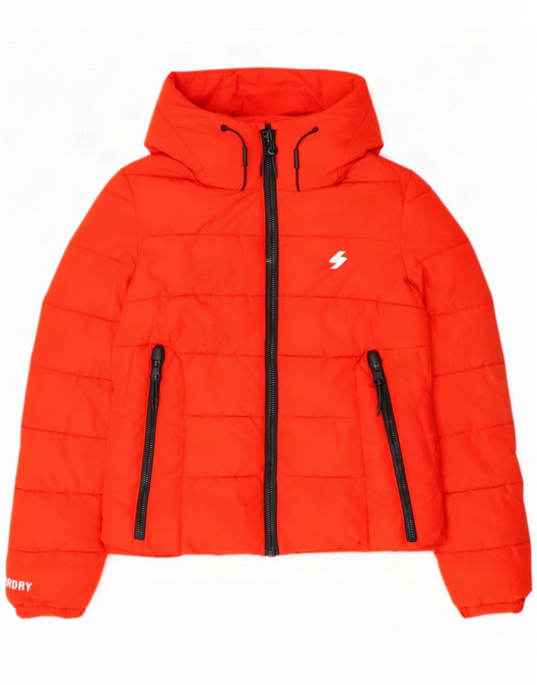 Superdry ženska podstavljena jakna s kapuljačom UK 6 XS crveni poliester