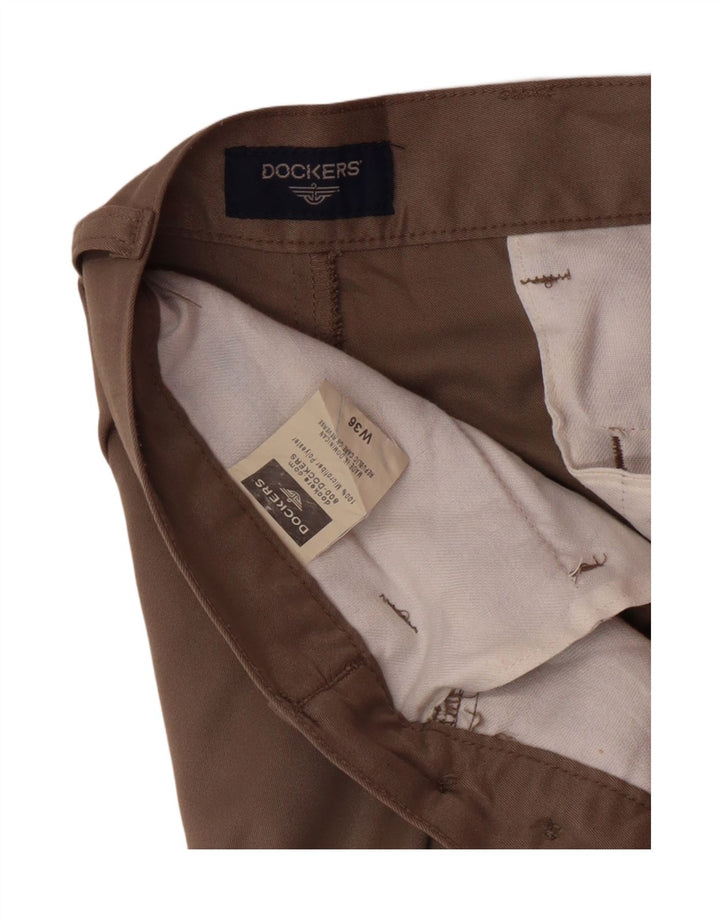 DOCKERS Muške kratke chino hlače s štipaljkama W36, veliki smeđi poliester