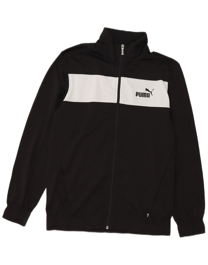 PUMA Mens Tracksuit Top Jacket Medium Black Colourblock Polyester