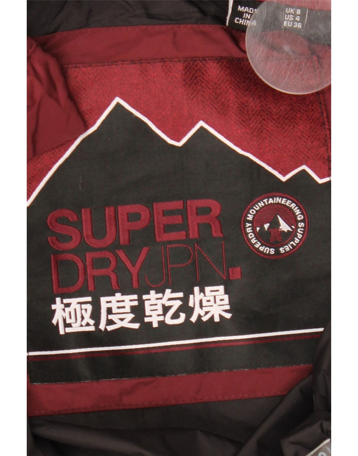 Superdry ženska podstavljena jakna s kapuljačom UK 8 Mali bordo poliester
