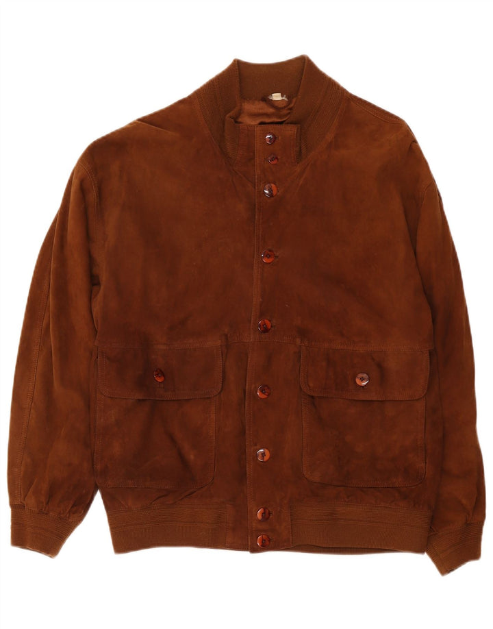 Vintage muška bomber jakna od brušene kože IT 50 velika smeđa koža