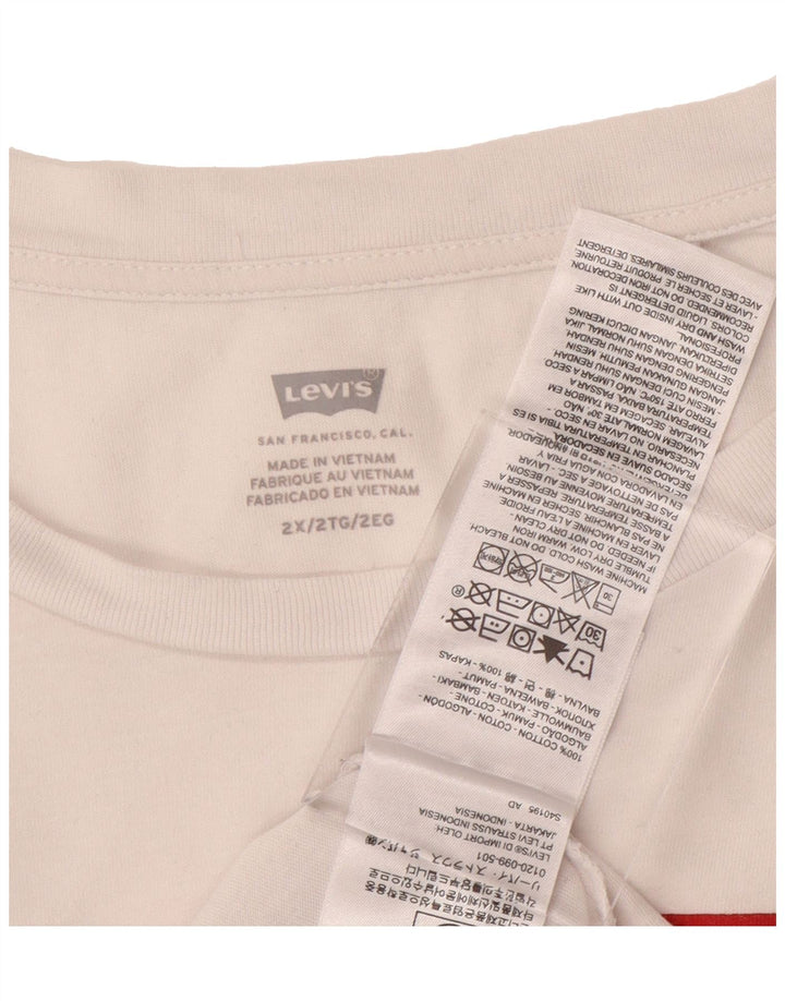 LEVI'S Mens Graphic T-Shirt Top 2XL White Cotton Vintage Levi's and Second-Hand Levi's from Messina Hembry 