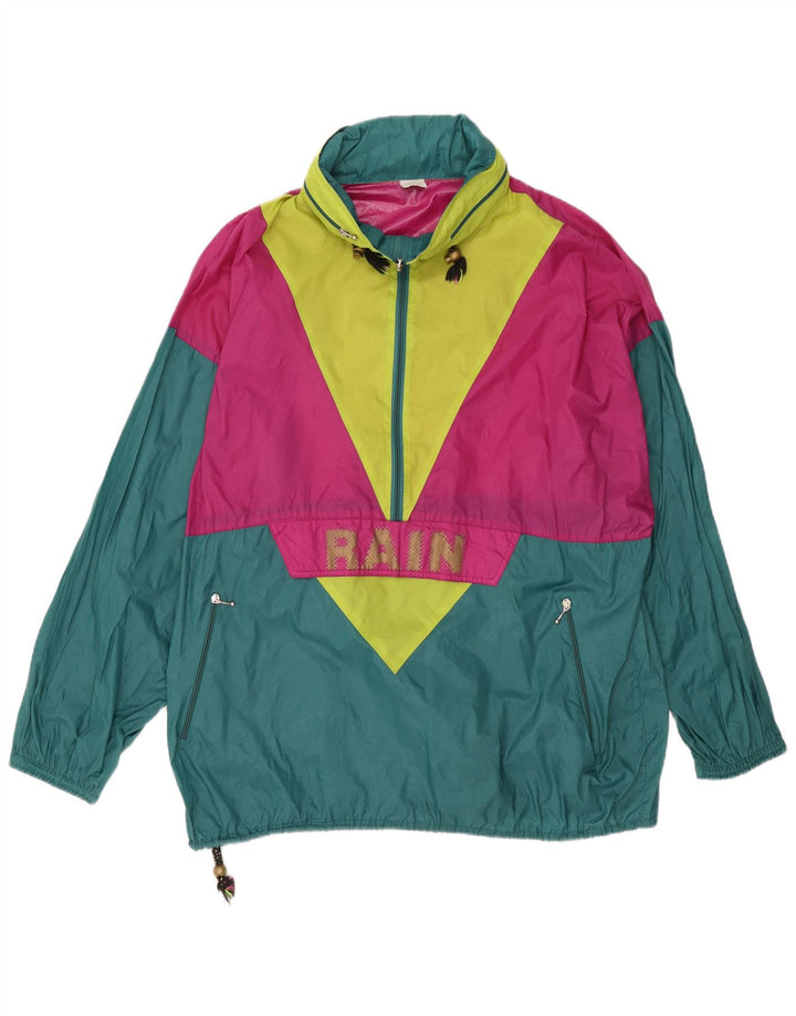 Vintage muški grafički pulover Kišna jakna UK 42 XL Green Colourblock