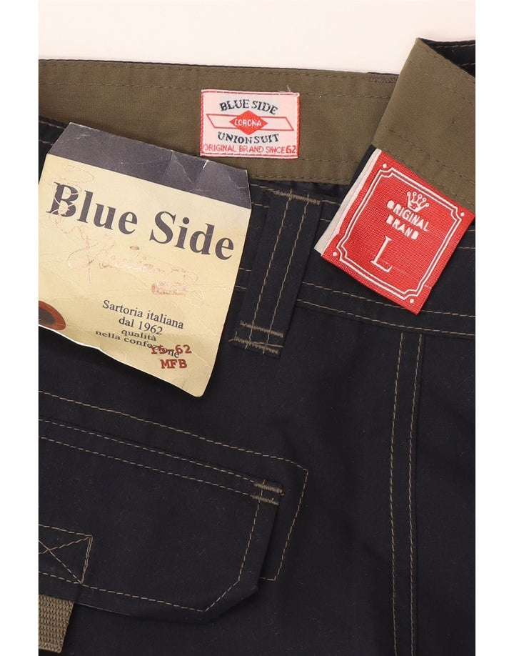 Plave bočne muške kargo kratke hlače velike W34 tamnoplavi poliester