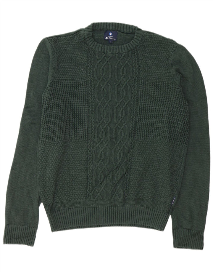 Ben Sherman, muški džemper s okruglim izrezom, srednji zeleni pamuk