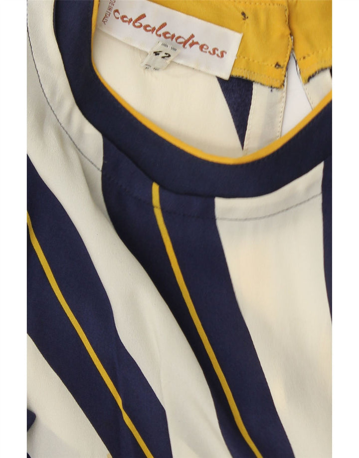 VINTAGE ženska haljina A-kroja dugih rukava IT 42 srednje tamnoplave pruge