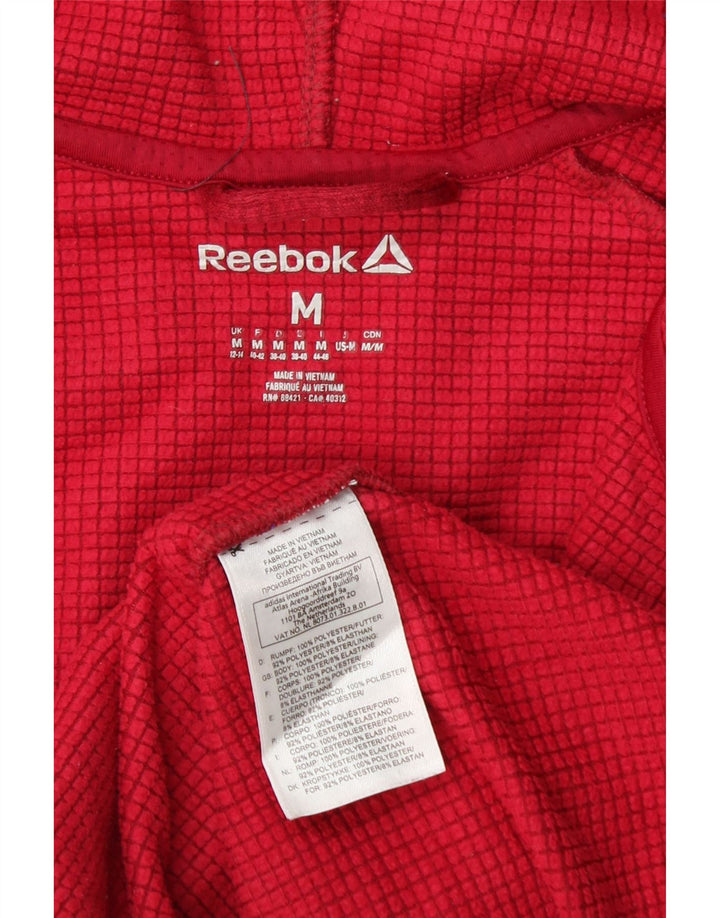 REEBOK Ženski pulover s kapuljačom na patentni zatvarač UK 12/14 Srednje crveni poliester