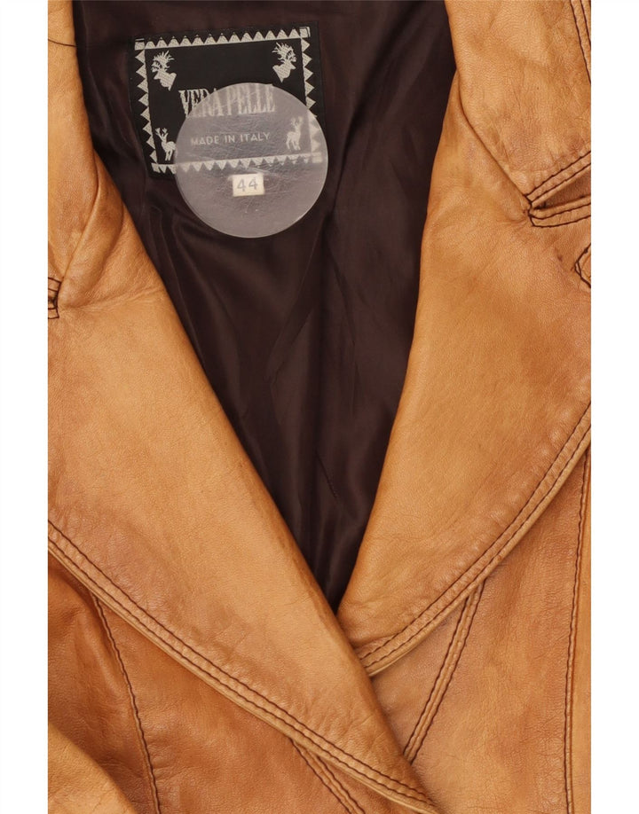 VINTAGE ženska kožna jakna s 2 gumba IT 44 srednje bež kožna