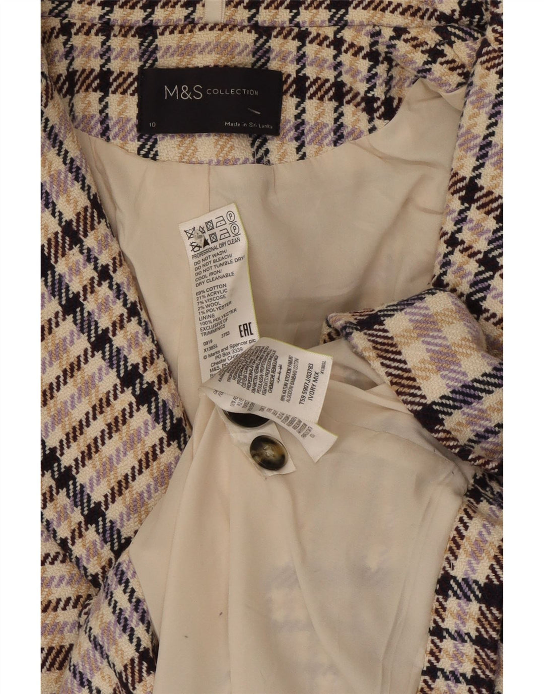 Marks & Spencer ženski sako jakna UK 10 mali raznobojni karirani