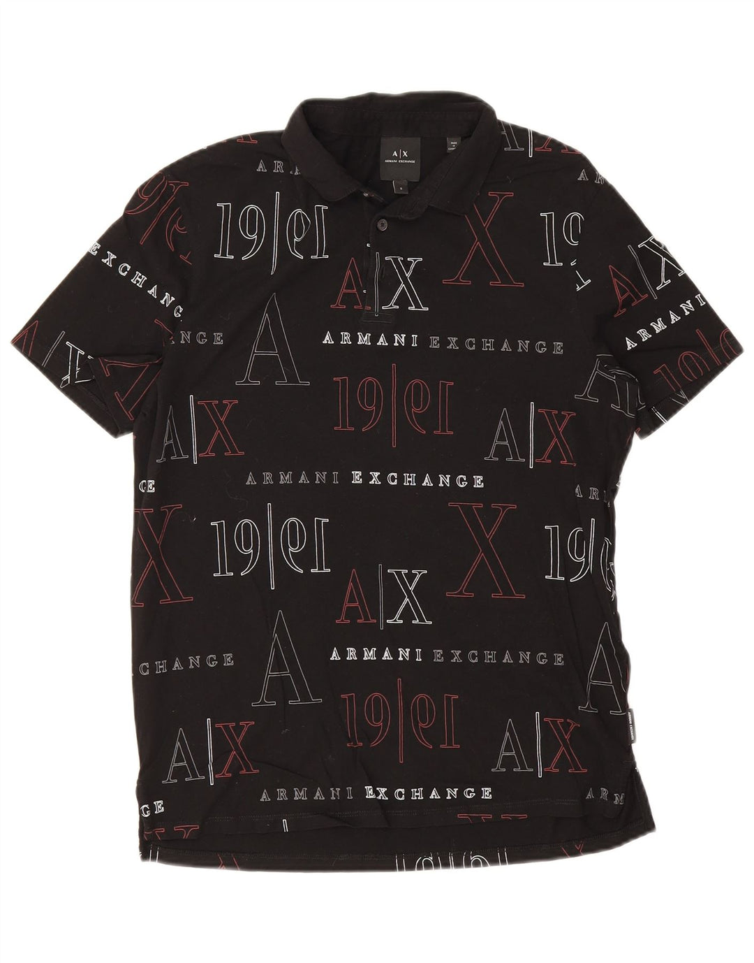 Armani Exchange muška polo majica s grafikom Mala crna pamučna
