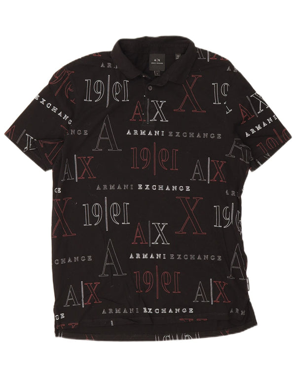 Armani Exchange muška polo majica s grafikom Mala crna pamučna