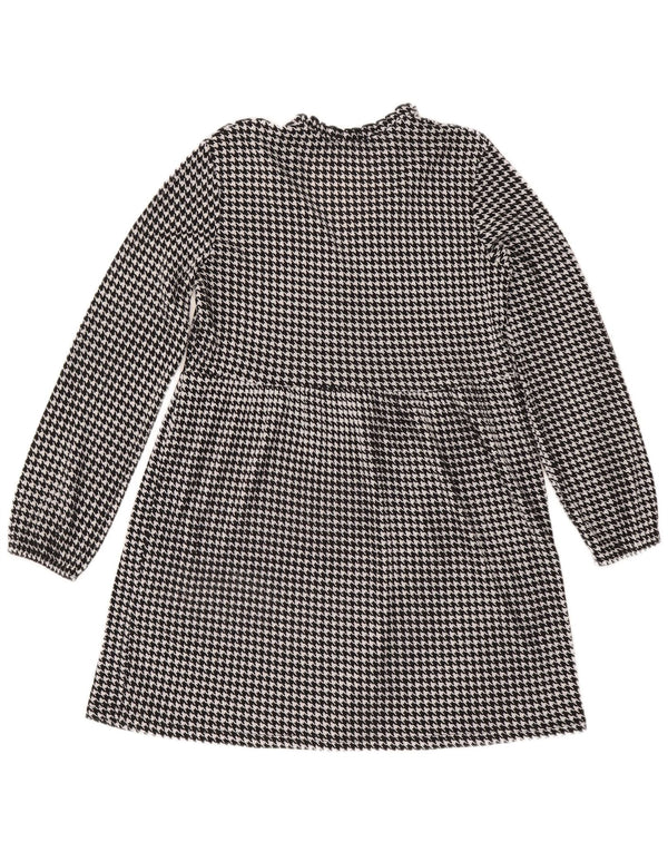 Zara ženska haljina A-kroja dugih rukava UK 14 srednje crna houndstooth
