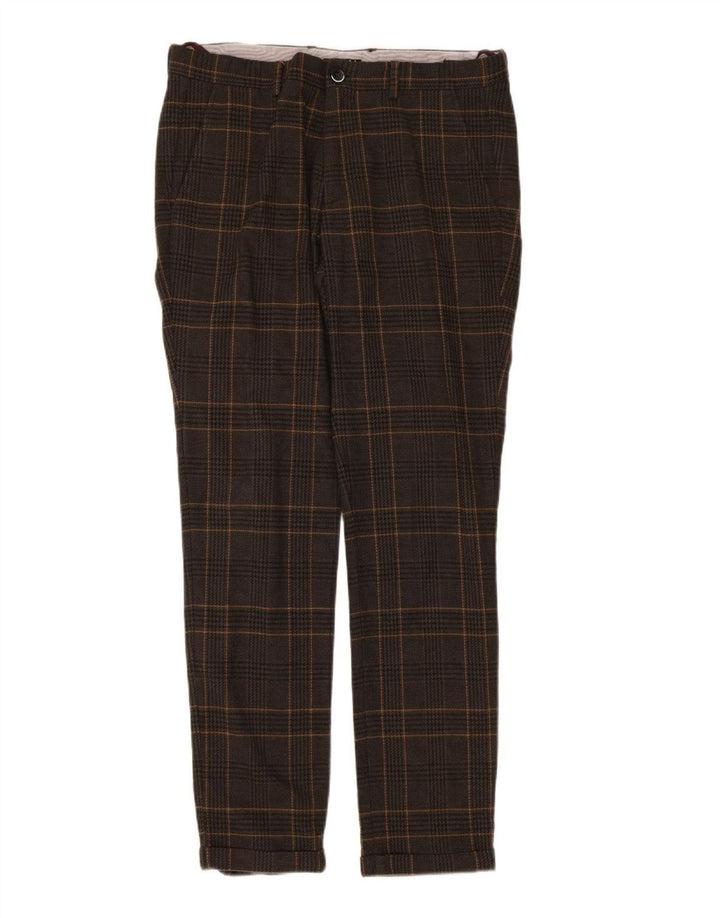 Sisley muške uske chino hlače IT 48 Srednje W34 L31 Smeđe Houndstooth