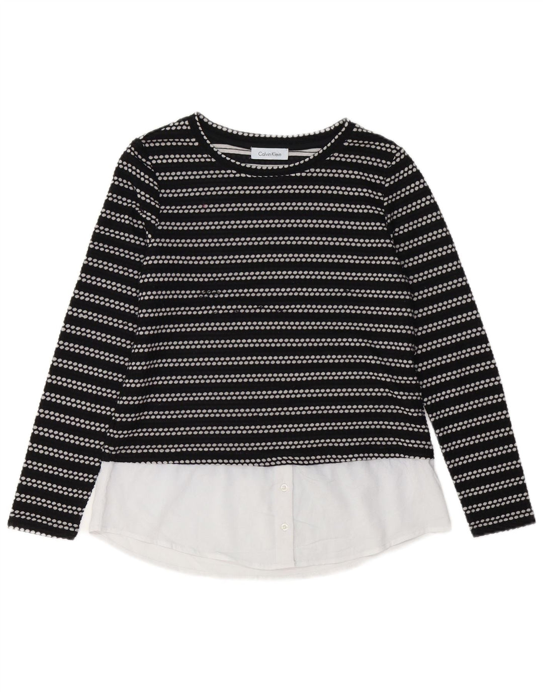 CALVIN KLEIN Ženska majica dugih rukava UK 12 srednje crne pruge