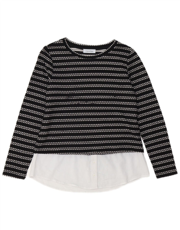 CALVIN KLEIN Ženska majica dugih rukava UK 12 srednje crne pruge