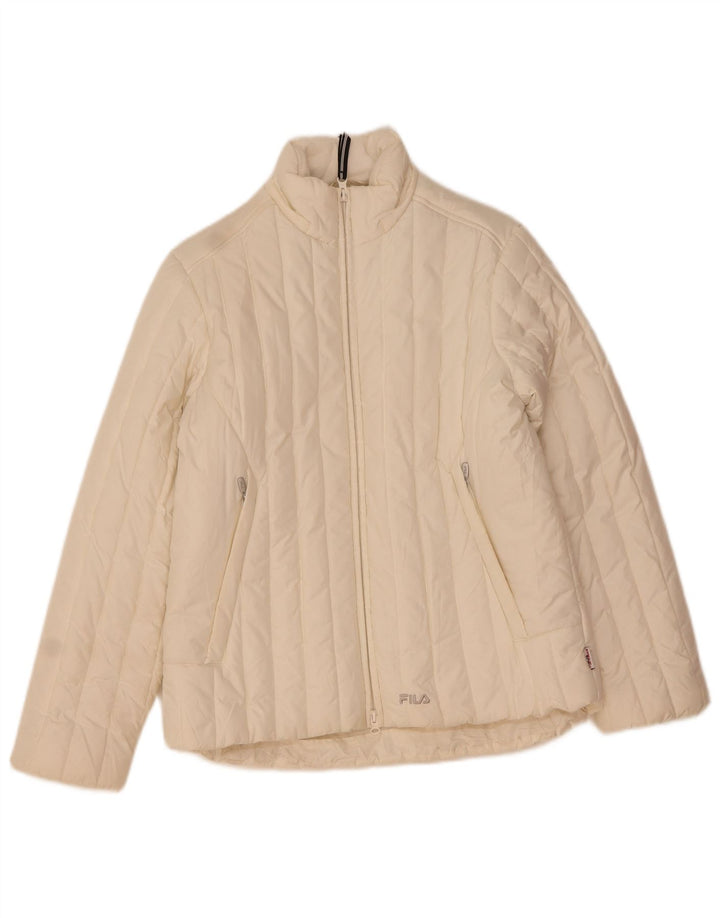 FILA Womens Padded Jacket UK 10 Small Off White Polyester