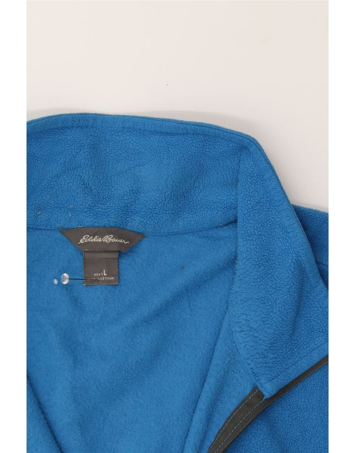 EDDIE BAUER Mens Zip Neck Fleece Jumper Large Blue Polyester Vintage Eddie Bauer and Second-Hand Eddie Bauer from Messina Hembry 