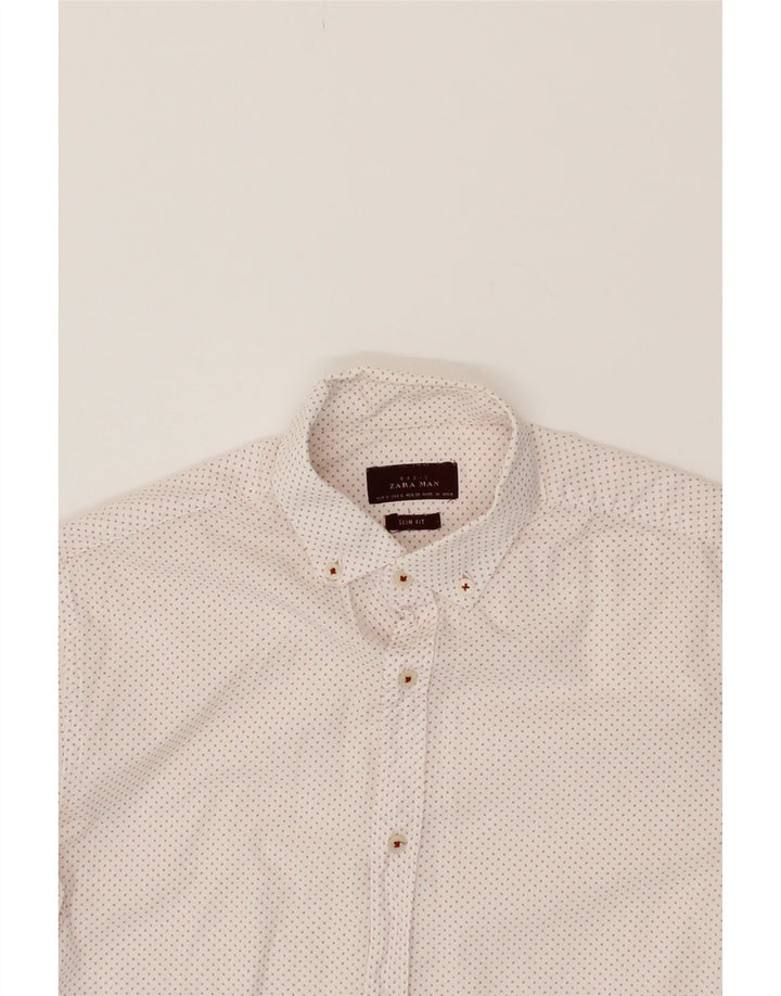 ZARA Mens Slim Fit Shirt Small Off White Spotted Cotton Vintage Zara and Second-Hand Zara from Messina Hembry 