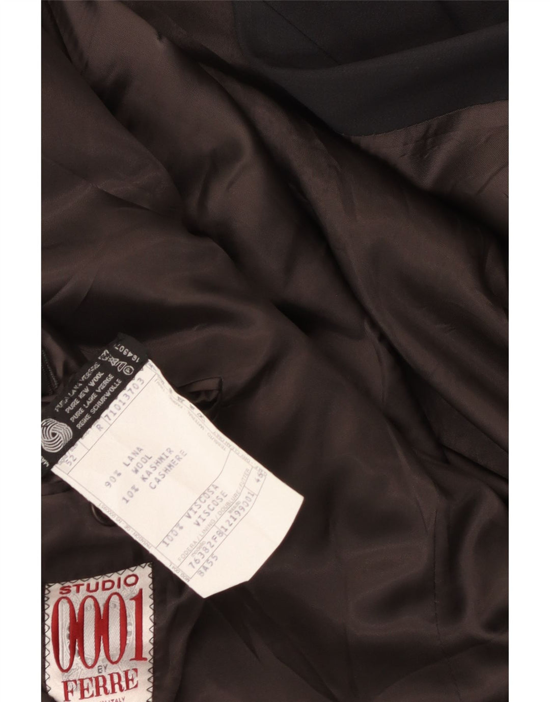 Ferre muška jakna s dvorednim kopčanjem IT 52 XL od crne djevičanske vune