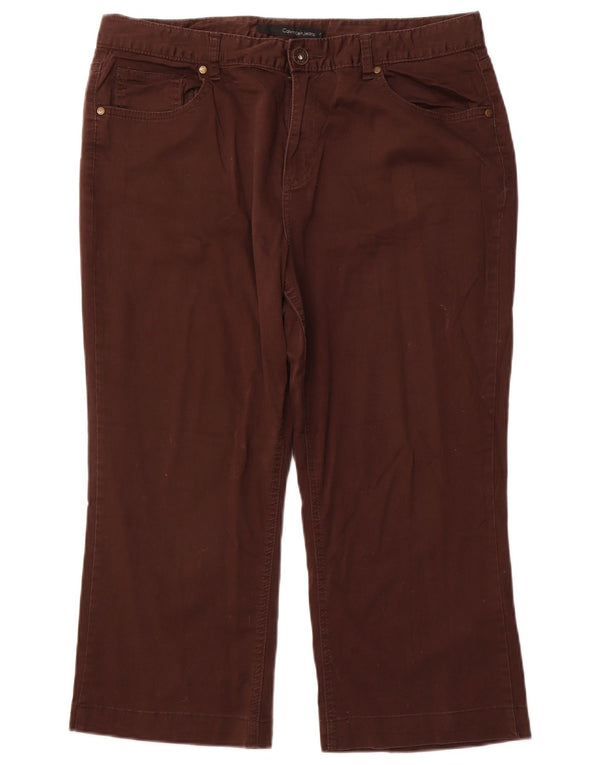 CALVIN KLEIN Ženske ravne Capri hlače US 16 2XL W36 L22 Smeđi pamuk