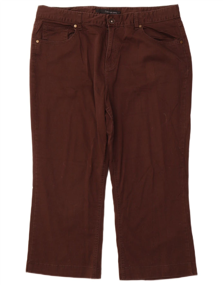 CALVIN KLEIN Ženske ravne Capri hlače US 16 2XL W36 L22 Smeđi pamuk