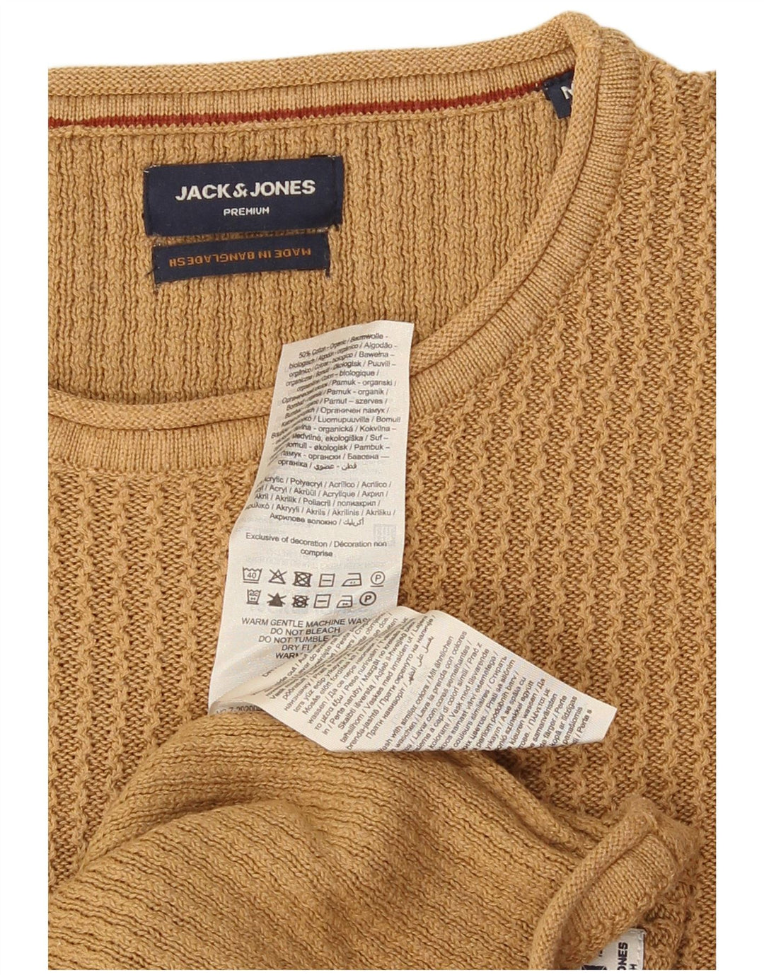 Jack & Jones muški džemper s okruglim izrezom Srednje bež pamuk