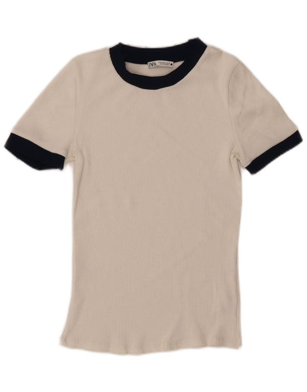 Zara ženska majica kratkih rukava UK 12 Medium White Colourblock Poliester