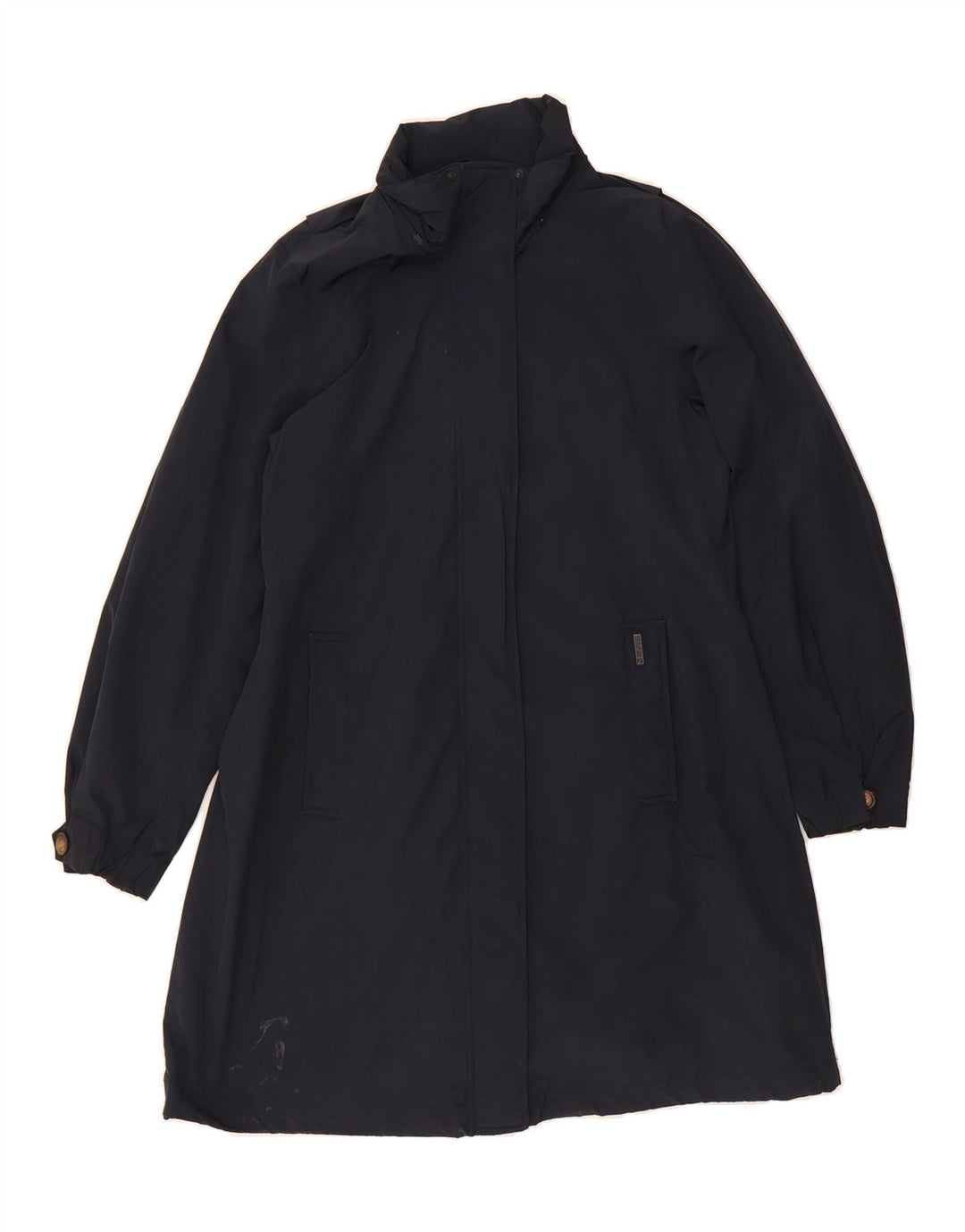WOOLRICH Womens Overcoat UK 16 Large Navy Blue Polyester Vintage Woolrich and Second-Hand Woolrich from Messina Hembry 