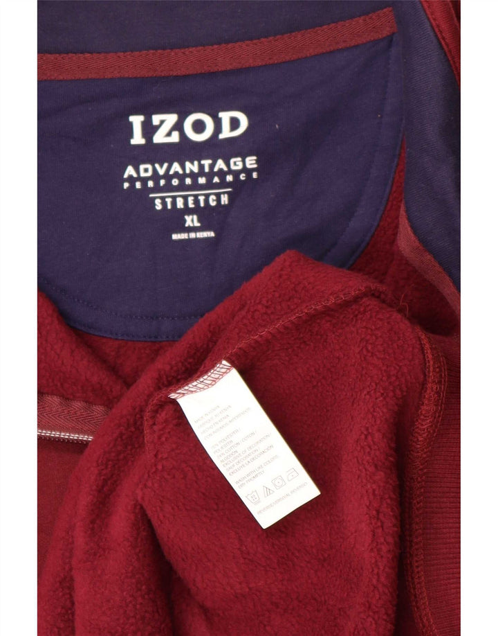 Izod muška majica s izrezom s patentnim zatvaračem XL kestenjasti poliester