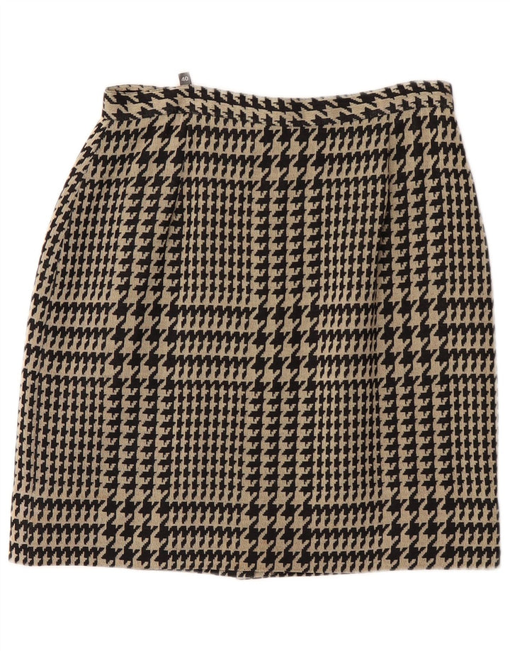 Vrhunska ženska ravna suknja IT 40 mala W26 crna viskoza u obliku ptičje zube