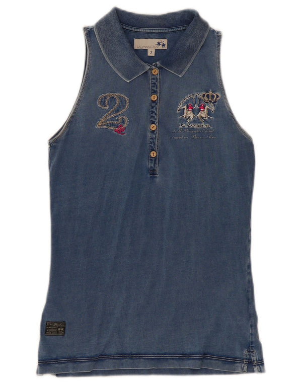 La Martina ženska polo majica bez rukava US 2 XS plavi pamuk