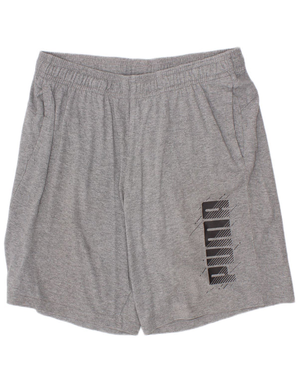 Puma Boys Graphic Sport Shorts 13-14 Years Grey Flected Cotton