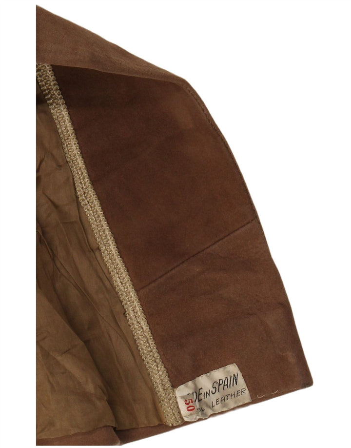 VINTAGE ženski kaput s dvorednim kopčanjem od antilopa EU 50 3XL smeđa koža