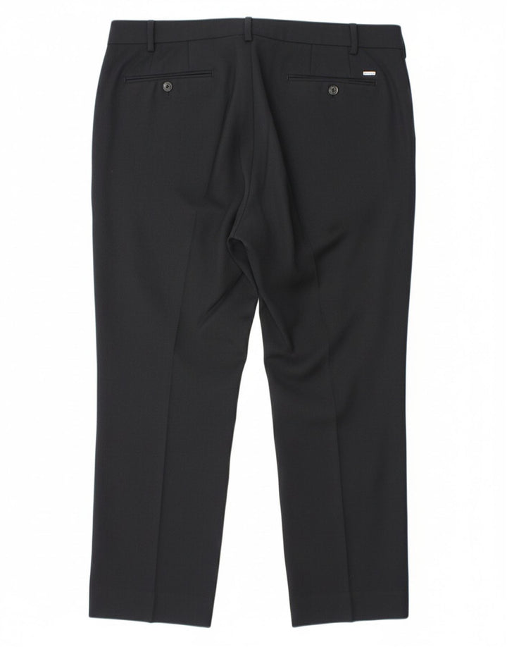 DOUGLAS Mens Slim Suit Trousers W36 L26 Navy Blue Polyester