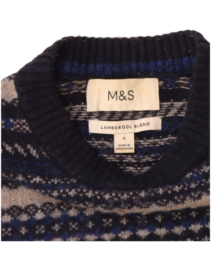 Marks & Spencer muški džemper s okruglim izrezom, mali tamnoplavi na pruge