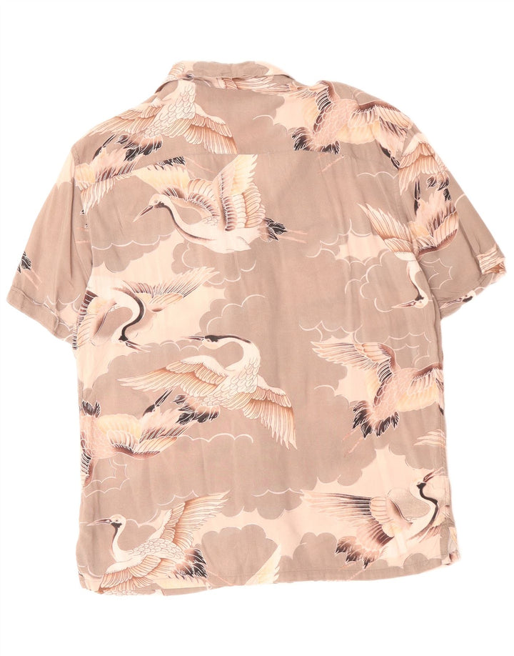 Svi sveti Muška košulja kratkih rukava Srednje sivi životinjski print od viskoze ptica