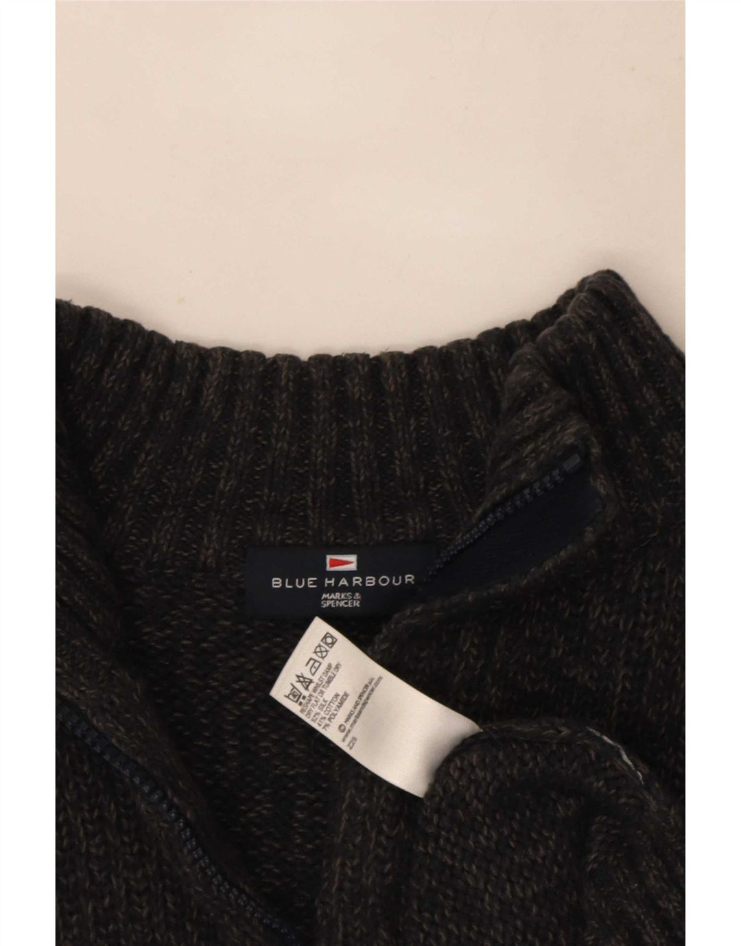 Marks & Spencer muški džemper s izrezom i patentnim zatvaračem, srednje siva svila