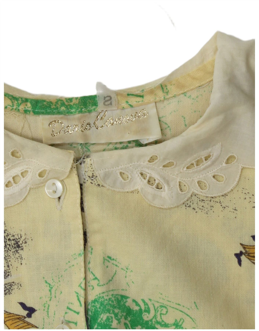 VINTAGE Womens Overshirt Abstract Pattern Blouse Top UK 10 Small Yellow