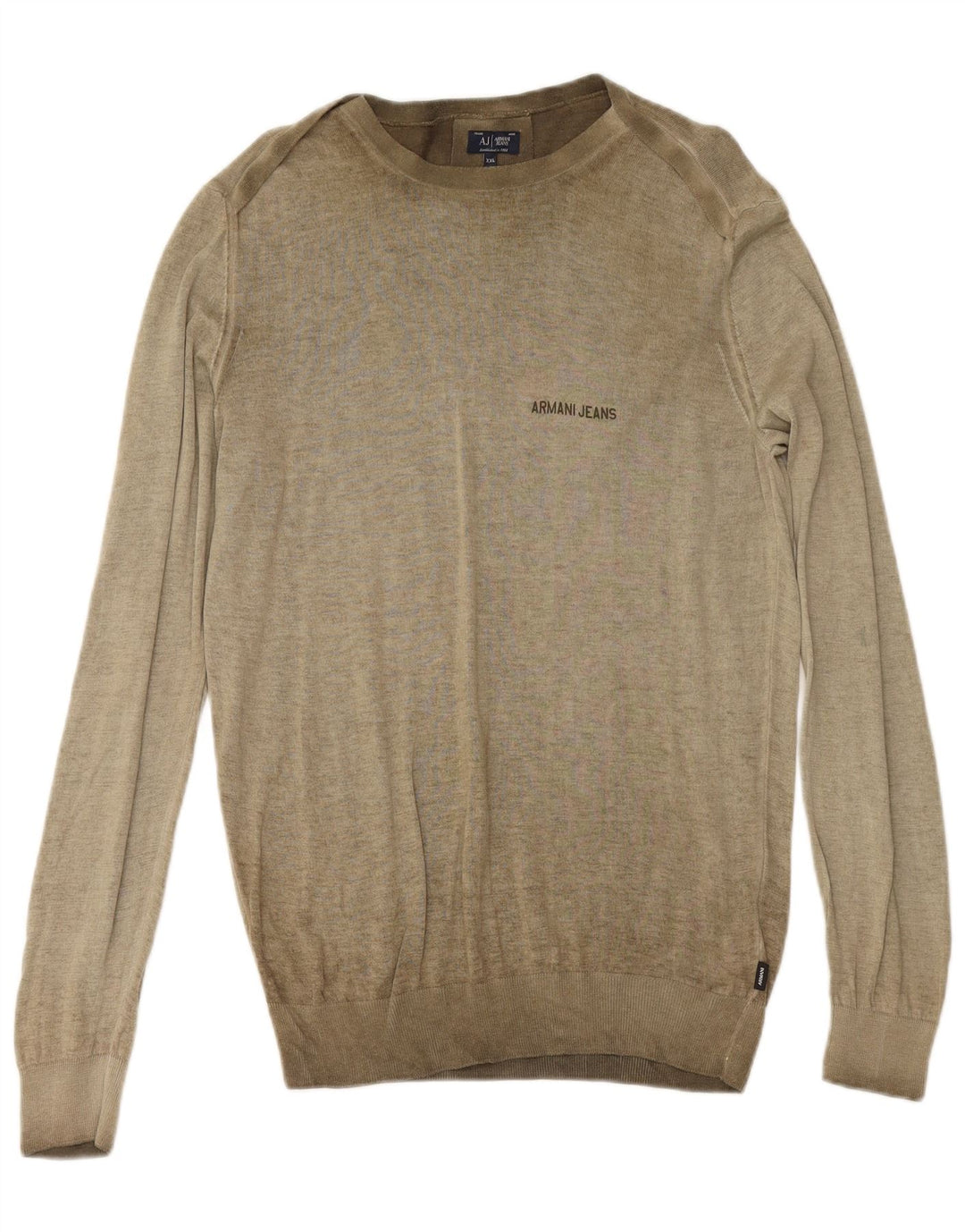 ARMANI JEANS Muški pulover s morskim izrezom 2XL kaki pamuk