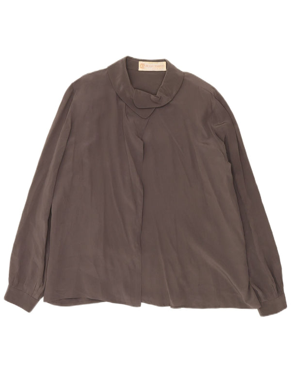 VINTAGE Ženska košulja bluza UK 14 Velika siva svila