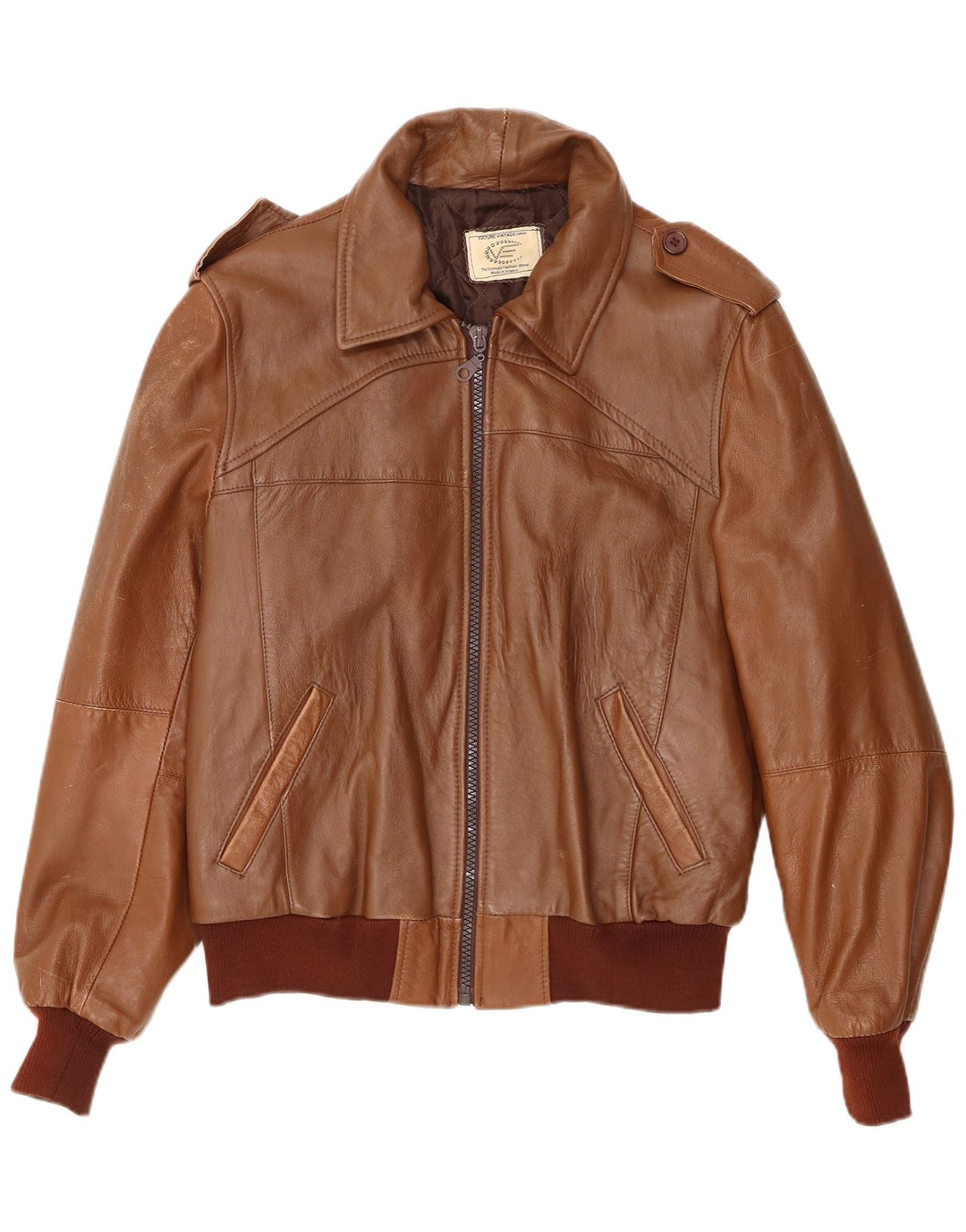 VINTAGE muška vojna kožna jakna UK 40 velika smeđa koža