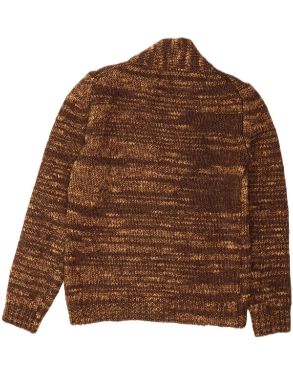 Trussardi Womens V-Neck Jumper Sweater UK 16 Large Brown Flecked Acrylic