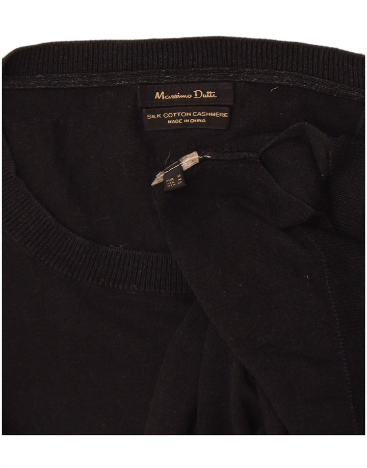 Ženski džemper s okruglim izrezom Massimo Dutti UK 14 Srednji crni pamuk