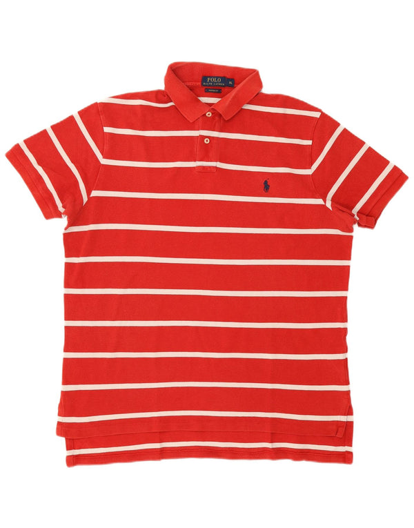 Polo Ralph Lauren Mens Custom Fit Polo Shirt XL Red Striped Cotton